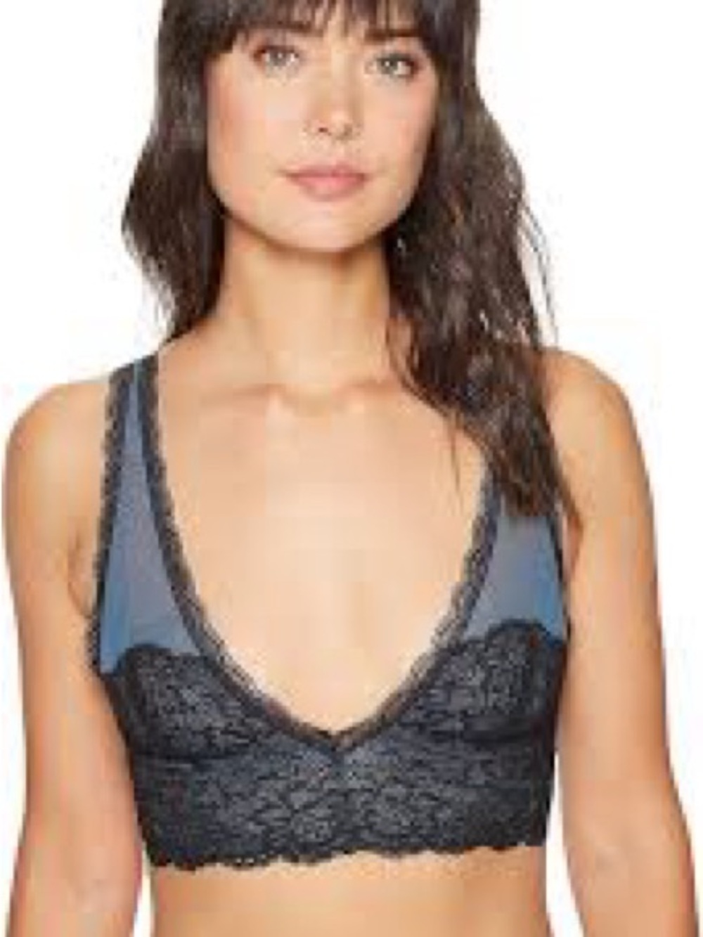 Free People Black Lace & Sheer Mesh Bralette Top